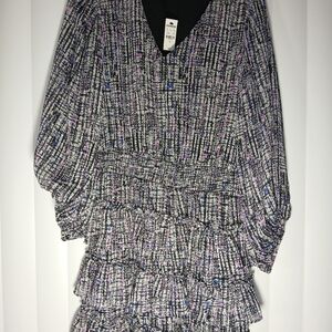 Express Long Sleeve Textured Dress - Black, White, Blue, Purple